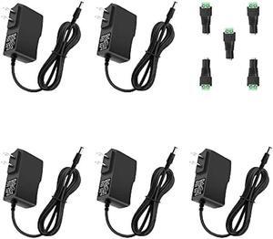 5V 2A Power Supply Adapter DC 5V 2000mA Power Cord AC/DC Charger AC 100V-240V to DC 5 Volt 1.5A 1Amp 0.5A for Security Camera Baby Monitor Graco Swing TV Box Raspberry Pi USB Type C (5 Pack)