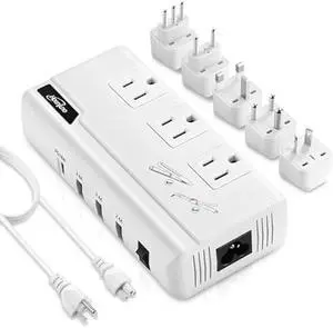 Travel Voltage Converter 220V to 110V, 230W Power Converter Adapter Combo for Hair Straightener/Curling Iron, Step Down Converter for EU/UK/AU/US/in/IT