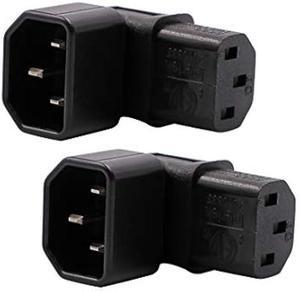 IEC C14 to C13 Power Adapter PDU Plug/Socket Down 90 Degree for LCD Wall Mount TV 2 Pack