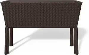 Keter Splendor 31.7 Gallon Raised Garden Bed with Self Watering Planter Box and Drainage Plug-Perfect for Growing Fresh Vegetables, Flowers and Herbs, Brown
