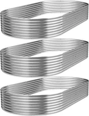 3 Pack 6x3FT Galvanized Raised Garden Bed Outdoor,Metal Garden Bed for Vegetables,Steel Raised Beds for Gardening,Above Ground Garden Box for Flower