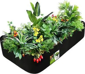 Fabric Raised Garden Bed, 58 Gallon 2 Grids Rectangle Garden Grow Bags, 2x4 FT Breathable Planter Raised Beds for Growing Vegetables Flowers Herb, Raised Planters for Outdoor Plants