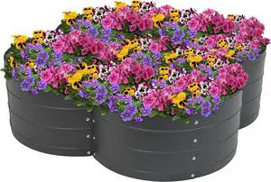Sunnydaze Galvanized Raised Garden Bed - Metal Raised Bed for Gardening - Outdoor Planter Box for Flowers, Plants, and Vegetables - Gray - 12 H Clover