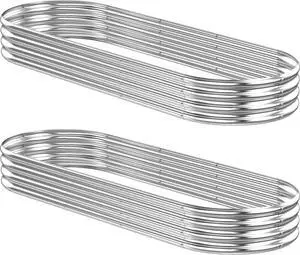2 Pcs 9 x 3 x 1 FT Galvanized Steel Raised Garden Bed, Large Galvanized Steel Outdoor Planter Box for for Easy to DIY and Clean - Raised Garden Beds Outdoor for backyards, terraces and Balconies