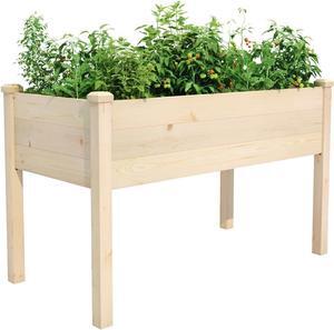 Raised Garden Bed 48.5x24.4x30 Inch, Elevated Wood Planter Box with Legs for Vegetable Flower Herb Outdoors Backyard, Patio, Balcony with Liner (Natural Wood)