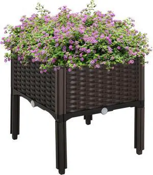 Outsunny 1 Piece Raised Garden Bed with Legs, Self-Watering Planter Box Raised Bed to Grow Flowers, Herbs & Vegetables, Brown