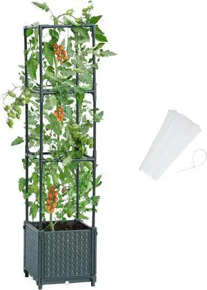 LINEX Raised Garden Bed Planter Box with Trellis, 41.3 Tomato Planters for Climbing Plants Vegetable Vine Flowers Outdoor Patio, Tomatoes Cage w/Self-Watering
