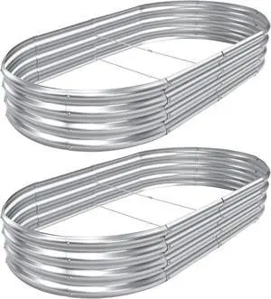 2pack 6×3×1ft Raised Garden BedOutdoor Galvanized Planter Boxes, Oval Large Metal Raised Garden Beds for Vegetables