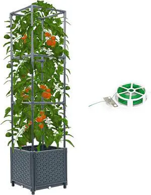 Raised Garden Bed with Tomato Planter Box Trellis