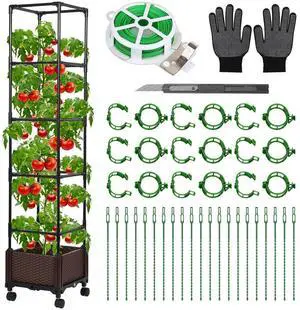 Lezmarket Self Watering Tomato Planter with Trellis, 55.9" Raised Garden Bed with Trellis, Plant Supports for Tomatoes, Climbing Plants