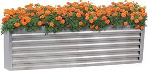 Sunnydaze 71-Inch Rectangular Raised Garden Bed - Galvalume Steel Vegetable Flower Bed Planter Kit - Silver