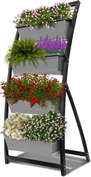 Outland Living 6-Ft Raised Garden Bed - Vertical Garden Freestanding Elevated Planter with 4 Container Boxes - Good for Patio or Balcony Indoor and Outdoor - Perfect to Grow Vegetables Herbs Flowers