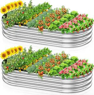 2pcs 72x36x12in Galvanized Steel Raised Garden Bed, Outdoor Planter Box for Easy DIY & Clean - Large Metal Garden Beds for Backyards, Terraces & Balconies