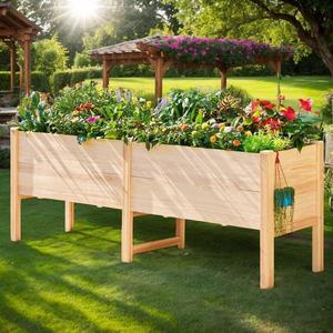 8x2 Ft Raised Garden Bed, Featuring Legs, Drainage Holes, Ideal for Vegetables, Flowers, Elevated Wood Planter Box for Balcony, Patio, and Backyard, Easy Assembly Fir Wood