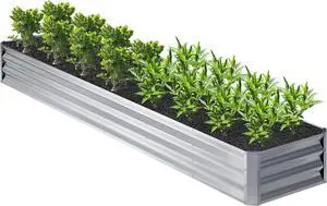 12x2x1FT Galvanized Raised Garden Bed,Planter Raised Beds-Metal Garden Box,Large Plant for Outdoor Planting, Vegetables Bed,Flower,Herb-Sliver