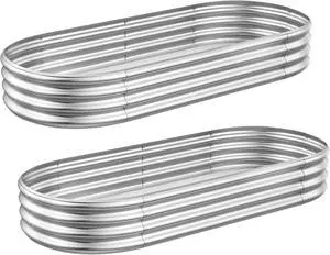 Metal Raised Garden Bed 2Sets Galvanized Planter Box for Vegetables, Flowers, Herbs, and Succulents