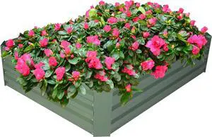 LUCKYERMORE Galvanized Raised Garden Bed Planter Box 4' x 3' x 1', Anti-Rust Coated Metal Garden Bed for Vegetables, Herbs, and Flowers - Outdoor Raised Planter Box, Green