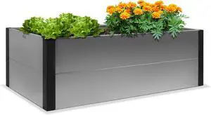Outland Living Galvanized Metal Raised Garden Bed for Gardening with Aluminum Corner Brackets - Planter Box for Outdoor Plants, Vegetables, Herbs, 2 x 4 x 1.3'