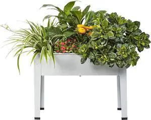 Raised Garden Bed, Garden Raised Planter Box with Legs, Galvanized Garden Planter for Herbs and Vegetables (24" Grey)