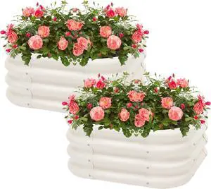 2-Pack 2x1ft Galvanized Raised Garden Bed, Outdoor Planter Bed, Metal Planter Box for Gardening and Planting