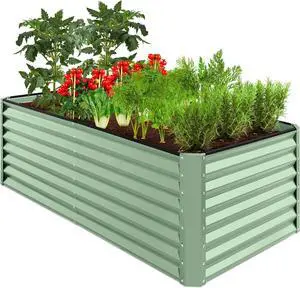 Best Choice Products 6x3x2ft Outdoor Metal Raised Garden Bed, Deep Root Box Planter for Vegetables, Flowers, Herbs, and Succulents w/ 269 Gallon Capacity - Sage Green