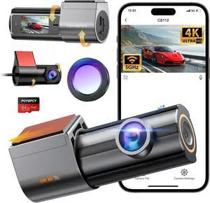 Dash Cam Front and Rear 4K, Built-in 5GHz WiFi with CPL, Dual Dashcams for Cars with 64GB Card, 24H Parking Mode, WDR, Ultra HD Night Vision, G-Sensor, Loop Recording, App Control, Support 256GB Max