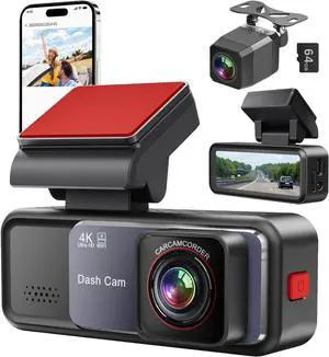 Dash Cam, 4K/2K Full HD Dash Cam Front and Rear, Dash Camera for Cars with Built-in 5GWiFi, 3.2 IPS Screen Dashcam, with 64GB Card, Night Vision, Loop Recording, G-Sensor, Parking Mode