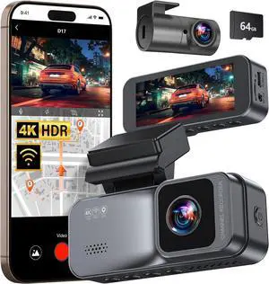 4K/2.5K Dash Cam Front and Rear, Dual Dash Camera for Cars, Included 64GB Card, Built-in Wi-Fi GPS,Car Camera with 3.20" IPS Screen,UHD Night Vision, Loop Recording, WDR, 24H Parking Monitor