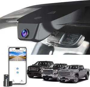 Front 4K & Rear 1080P Dash Cam Custom fit for GMC Sierra 1500 2022-2025 HD 2024 2025 Pro SLE Elevation SLT AT4X Denali Ultimate (Model C), Integrated OEM Look, UHD 2160P Video, 128GB Card