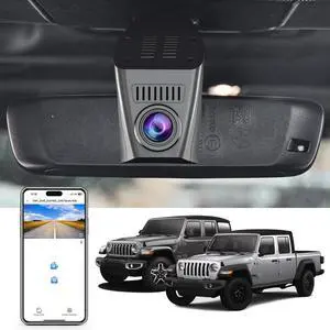4K Dash Cam Custom Fit for Jeep Gladiator JT 2018 2019 2020 2021 2022 2023 2024 Mojave Overland & Wrangler JL 2018-2024 etc,Integrated OEM Look, UHD 2160P, App & WiFi,64GB Card