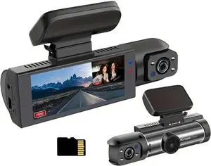 Dual Camera Dash Cam-Dash Cam Front and Rear for Cars,1080P and IR Night Vision,3.16IPS Screen,64GB TF Card,24/7 Parking Monitoring,Loop Recording & Wide Angle Lens