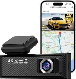 Miofive Smart Dash Cam, 2160P UHD Dash Camera for Cars, Mini S Car Camera with Wi-Fi, GPS, WDR, Night Vision, G-Sensor, App, Loop Recording, Parking Monitor, Time-Lapse