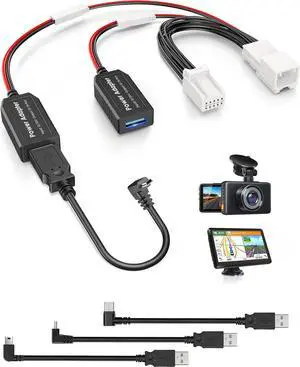 Dash Cam Power Adapter,(10P Type C)Fit Chrysler,Dodge Ram 1500/2500/3500,Jeep Cherokee/Grand Cherokee/Compass/Wagoneer,Connect Auto-Dimming Rearview Mirror,Power Adapter Cable for Dashcam Camera