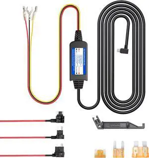 Dash Cam Hardwire Kit Cable - 13ft COOAU Dashcam Hard Wire Micro USB Ports for Car with Acc Detection 24H Parking Monitoring | 3 Fuses Types for Dash Camera D30S D20 D20S (CH410)