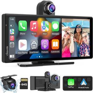 2025 Carpuride W903 Wireless Carplay & Android Auto with Dash Cam - 9.3" HD IPS Touch Car Play Screen for Car, 4K Front & 1080P Rear Camera, Loop Recording, Bluetooth Audio, Mirror Link, GPS, Siri