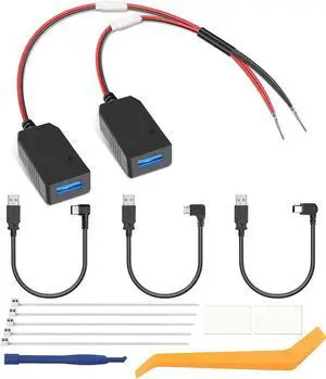YQMAJIM Dashcam Power Adapter,(Universal) Compatible with All Models,Dual DC Buck Converter 12V to 5V,Dash Cam Hardwire Kit,Built-in Hide USB to GPS Radar Mirror Camera Dashcam Charger Adapter Cable