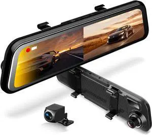 M2 Smart BSD ADAS Dual Mirror Dash Cam 1080p (Front+Rear) w/GPS 12 IPS Touch Screen, Stream Media, Parking Mode, Night Vision, Blind Spot Detection & Backup Camera - Car, Pickup Truck, Tax