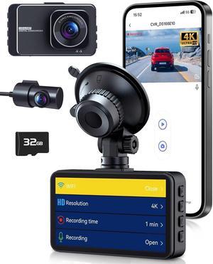 PGYIOO! Dash Cam, Dash Cam Front and Rear,4K+2.5K Ultra HD Dash Camera,175°+160° Wide Angle, Car Camera, Included 32GB SD Card, Night Vision, 24 Hours Parking Monitor, Built-in Wi-Fi and Apps