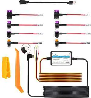 DUOYOUNG Dash Cam Hardwire Kit Converts 12V 24V to 5V Type C USB Hardwire Kit for Dash Camera with Add a Circuit Fuses, 24h Parking Monitor and Low Voltage Protection (11.5FT)