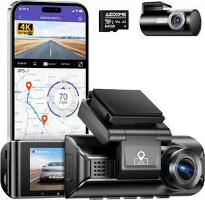 AZDOME M550 Pro 4K Dash Cam Front and Rear, Free 64GB Card, 5GHz Wi-Fi GPS Car Camera, 3.18'' IPS Screen Dashcam, APP Control 150° Wide Angle, WDR Night Vision, G-Sensor Parking Mode