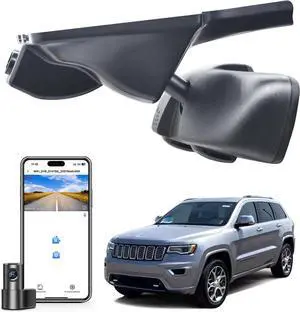 Front 4K & Rear 1080p Dash Cam Custom Fit for Jeep Grand Cherokee 2016 2017 2018 2019 2020 2021, WK 2022 (Model C), Laredo Laredo X Overland Summit Trackhawk, OEM Look, WiFi & App,128GB Card