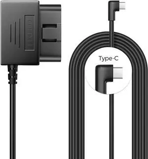 AZDOME Type C Port OBD Hardwire Kit for Dash Cam, Easy to Install, Support Parking Mode, 11FT 12V-24V to 5V Power Cable for Car Camera with Type C Port, Low Voltage Protection