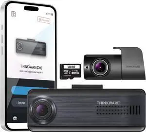 THINKWARE Q200 2CH Dash Cam 2K Front 1080P Rear Car Dashboard Camera, WiFi, WDR, Speed Red Light Alerts, ADAS, 256GB Max, Parking Monitor, Night Vision (32GB MicroSD, 12V Cigar, Hardwiring Cable, GPS) THINKWARE Q200 2CH Dash Cam 2K Front 1080P Rear Car Dashboard Camera, WiFi, WDR, Speed Red Light Alerts, ADAS, 256GB Max, Parking Monitor, Night Vision (32GB MicroSD, 12V Cigar, Hardwiring Cable, GPS)