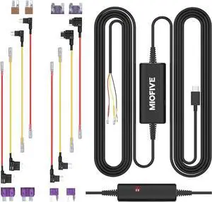 Miofive USB Type-C Hardwire Kit Only for Miofive S1 & Mini Series and Mirror 1 Dash Cam, Activate Parking Mode and Low Voltage Protection, 11.5 ft / 350 cm (Need Purchase Separately)