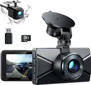 WOLFANG Dash Cam Front and Rear 2.5K, Dashcam with 3.0" LCD Display, Super Night Vision, Loop Recording, G-Sensor, 170 Wide Angle HDR, Parking Guard, 32G Micro SD Card and Card Reader Included