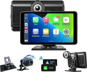 Compatible with Apple Carplay 7, Portable Carplay Screen for Car, Car Play Screen 2.5 K Dash Cam, 1080p Backup Camera DVR, Audio Receivers GPS Navigation Mirror Link, FM, Googel, Siri
