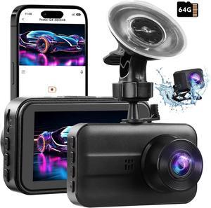 Dash Cam for Cars,2K/1080P Dash Camera Front and Rear,3.0" IPS Screen with App Control Car Driving Recorder with G-Sensor,Loop Recording,Night Vision,Car DVR 64GB SD Card(2.5K Front + Rear)