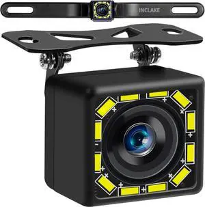 Car Backup Camera, Rear View Camera Ultra HD 12 LED Night Vision,Waterproof Reverse Camera 140° Wide View Angel with Multiple Mount Brackets for Universal Cars,SUV,Trucks,RV and More