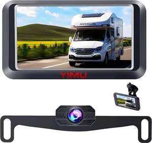 AHD 2K Backup Camera for car with 5 Monitor,Night Vision, DIY Guide Lines, IP69K Waterproof, Front/Reverse Camera with Two Beackets for Easy Install for Trucks, SUVs and Pickups K43 (5inch AHD5001)