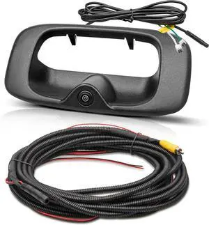 RED WOLF Tailgate Handle Backup Camera Fit for 1999-2006 Chevrolet Chevy Silverado/GMC Sierra 1500 2500 3500HD Pickups Reverse Rear View Backup Camera, Waterproof Guideline w/12V Power Cable RCA Plug